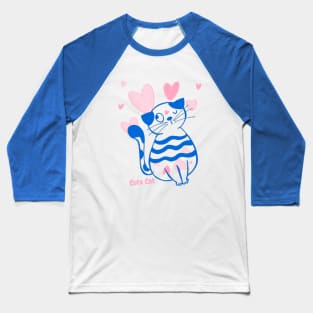 Cute Shy Cat Baseball T-Shirt